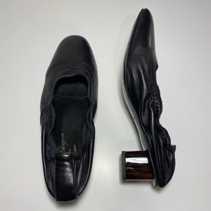 Robert Clergerie Low Square Toe Wood Heels